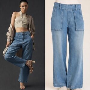 YFB Wide Leg Utility Denim Pants High Rise Blue Wash medium